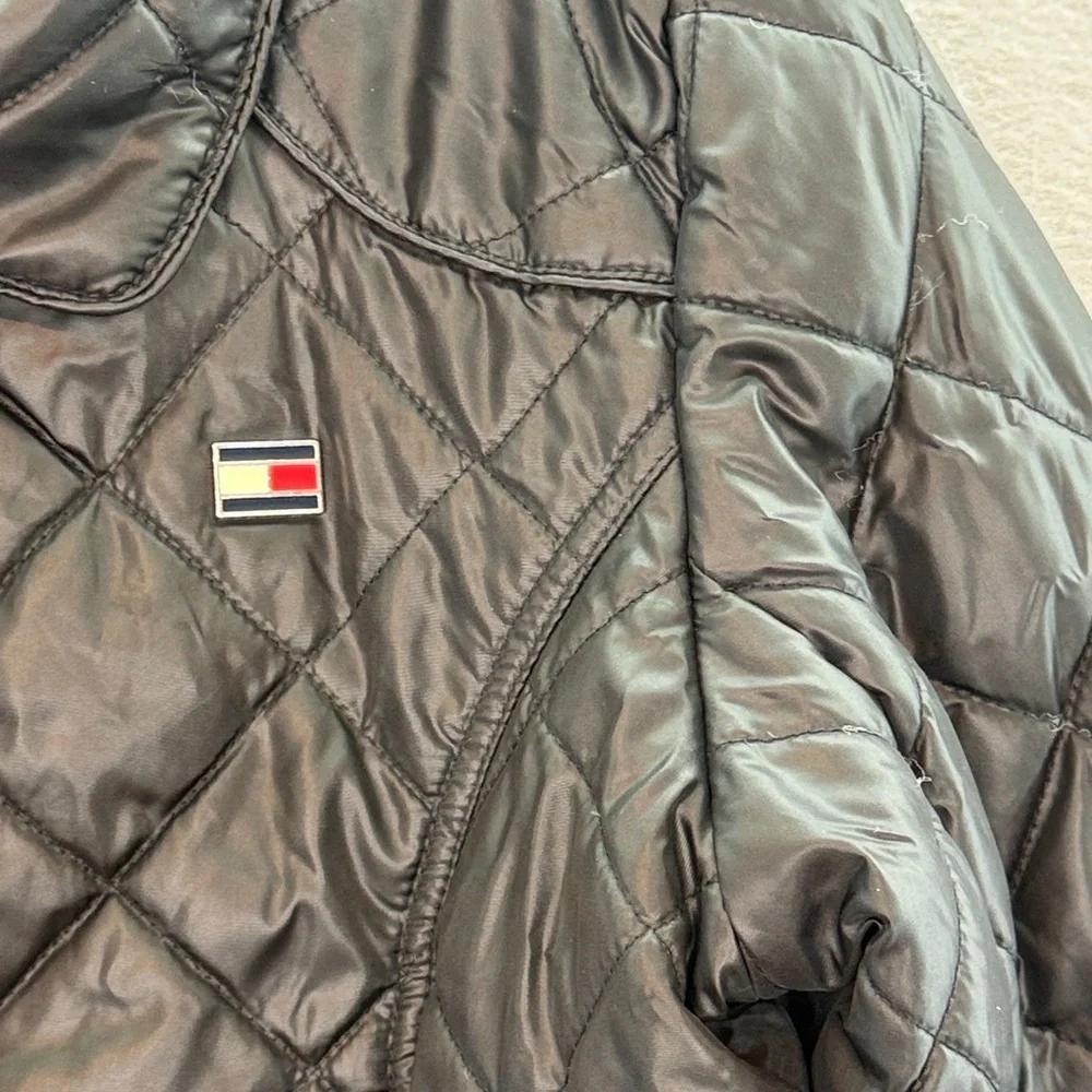 Tommy Hilfiger -Big Girls black quilted jacket light collared coat snap button L